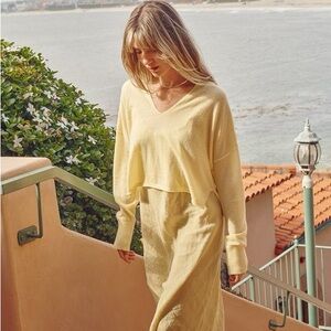 Pharaoh Bailey V Neck Pullover Butter Yellow Size 1